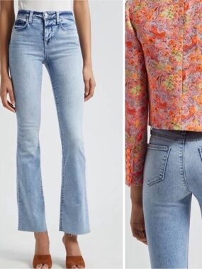 l'agence high rise loyola ruth straight leg raw hem light blue jeans size 29
